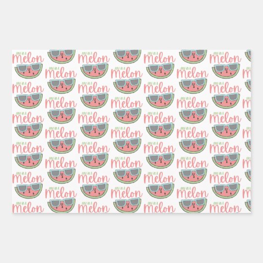 Un dans un Melon Wrapper Papier Plat Set de 3 (Devant 2)