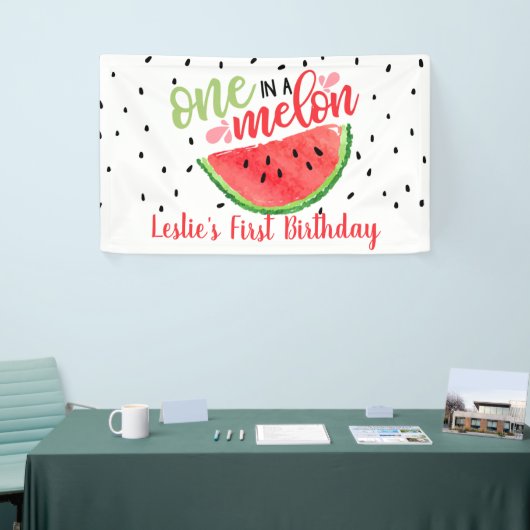 Un dans une bannière d'anniversaire Melon - Rouge (Salon professionnel)