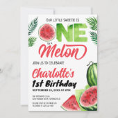 Un dans une pastèque aquarelle Invitation 1er anni (Devant)