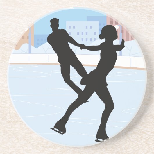Un Dessous de verre Silhouette Couple De Patinage (Devant)