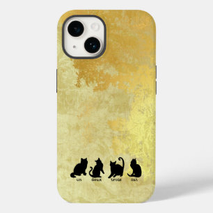 un deux trois cat faux gold leaf distress snoepje Case-Mate iPhone 14 hoesje