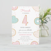Un Donut Four Anniversaire invitation rose (Debout devant)