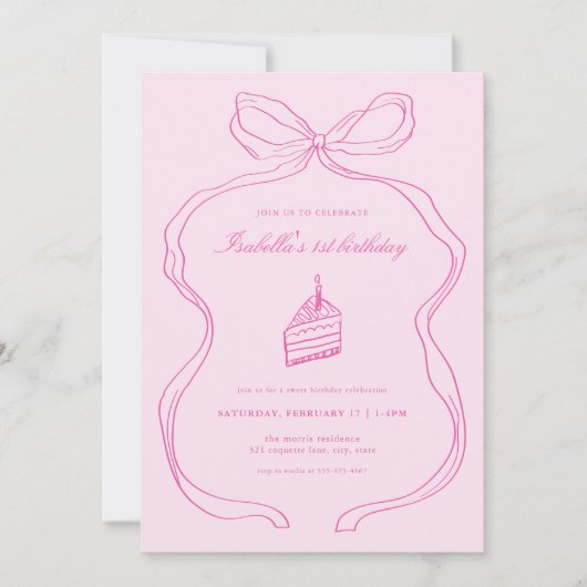Un doux anniversaire Invitation fille premier anni (Devant)
