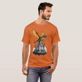 un dragon survolant un château T-shirt (Devant entier)