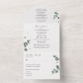 Un Elégant Mariage Eucalyptus tout en une invitation (À l'intérieur)
