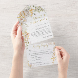 Un Élégant Mariage Floral Chic Tout En Une Invitation