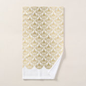 Un élégant motif aux damas florales blanc or (Serviette à main)