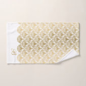 Un élégant motif aux damas florales blanc or (Serviette à main)