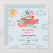 Un éléphant bleu clair Invitation d'anniversaire (Devant / Derrière)