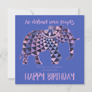 Un éléphant n'oublie jamais - Carte d'anniversaire
