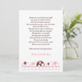 Un éléphant rose et Brown Merci Note avec un poème (Debout devant)