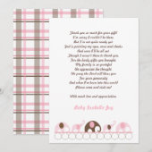 Un éléphant rose et Brown Merci Note avec un poème (Devant / Derrière)