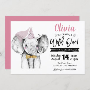 Un éléphant sauvage   Invitation à l'anniversaire 