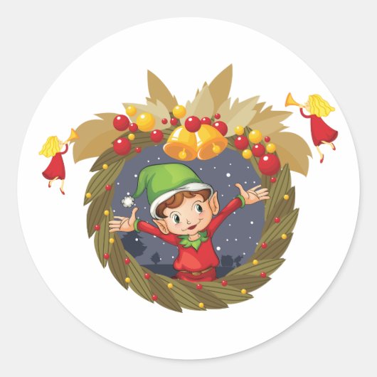 Un Elfe Dans Un Stickers De Serre De Noël (Devant)