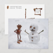 Un elfe de maïs faisant une carte postale hivernal (Devant / Derrière)