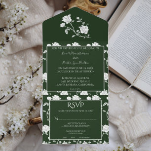 Un Emerald Green Mariage Rose tout en une invitation