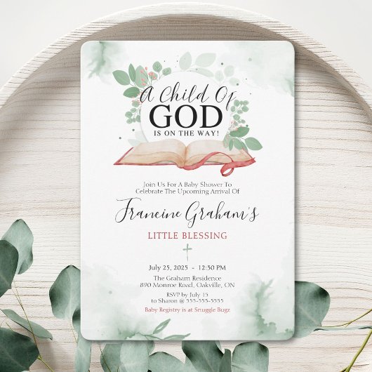 Un Enfant De Dieu Baby shower Invitation