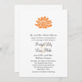 Un Faire-part de mariage à fleurs de Lotus (orange (Devant / Derrière)