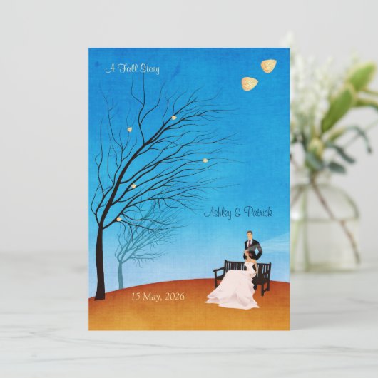 Un faire-part de mariage d'histoire d'automne (Debout devant)