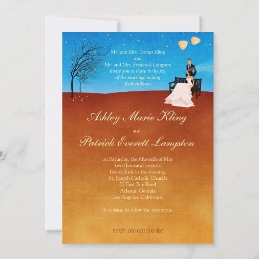 Un faire-part de mariage d'histoire d'automne (Dos)