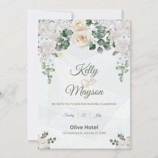 Un Faire-part de mariage Floral (Devant)