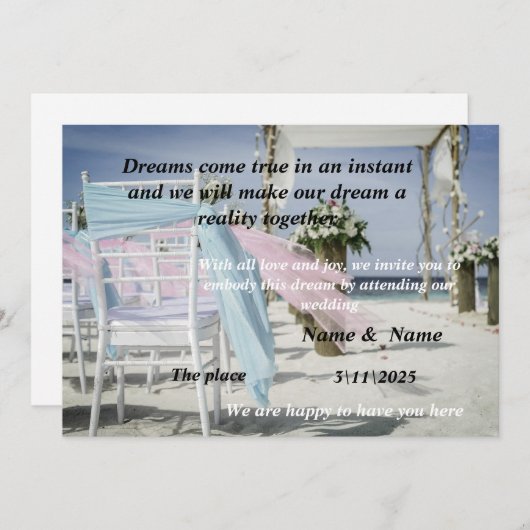 Un faire-part de mariage pour le plus beau moment (Devant / Derrière)