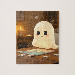 Un fantôme mignon faisant un puzzle Puzzle