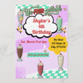 Un-Four-Gettable, Milkshake Retro 4th Birthday Kaart (Voorkant)