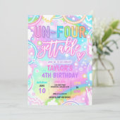 Un-Four-Gettable Neon Glow 4e verjaardagsfeest Kaart (Staand voorkant)