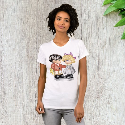 Un Garçon Donne Une Fille Fleurs T-shirt Femme
