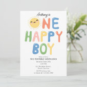 Un garçon heureux Invitation d'anniversaire 1er An (Debout devant)
