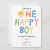 Un garçon heureux Invitation d'anniversaire 1er An (Devant)