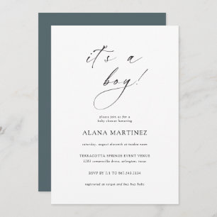 Un garçon   Invitation de calligraphie minimaliste