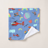 Un garçon Motif volant sur bleu (Gant de toilette)