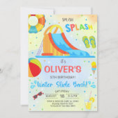 Un garçon toboggan d'été invitation d'invitation d (Devant)