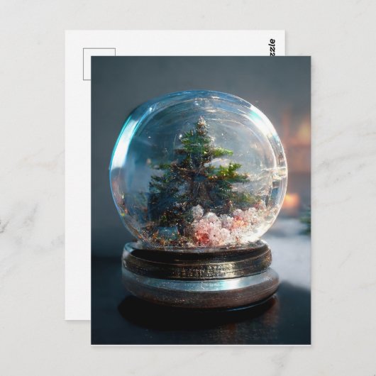 Un globe de neige avec un arbre de Noël Carte post (Devant / Derrière)