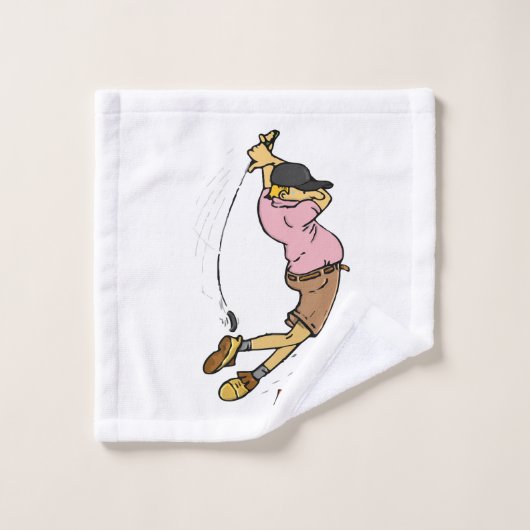Un golfeur manque la balle (Gant de toilette)