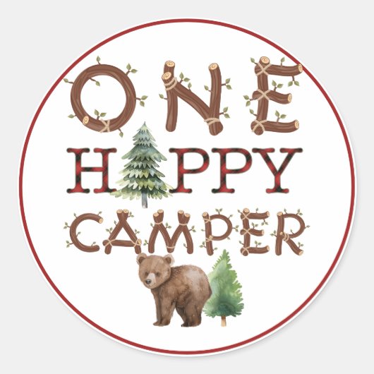 Un Happy Camper 1er Anniversaire Favoriser Sticker (Devant)