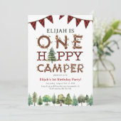 Un Happy Camper 1er Anniversaire Fête Invitation (Debout devant)