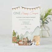 Un Happy Camper 1er Anniversaire Fête Invitation (Debout devant)