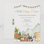 Un Happy Camper 1er Anniversaire Fête Invitation (Devant / Derrière)