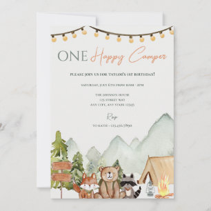 Un Happy Camper 1er Anniversaire Fête Invitation