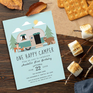 Un Happy Camper 1er Anniversaire Fête Invitation