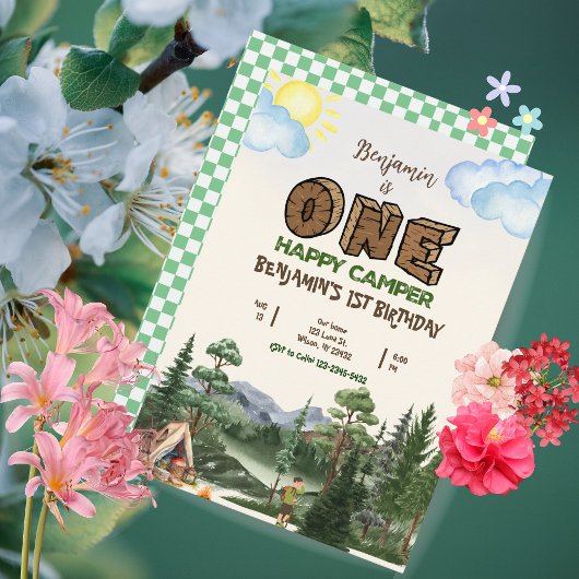 Un Happy Camper 1er Anniversaire Invitation - Edit