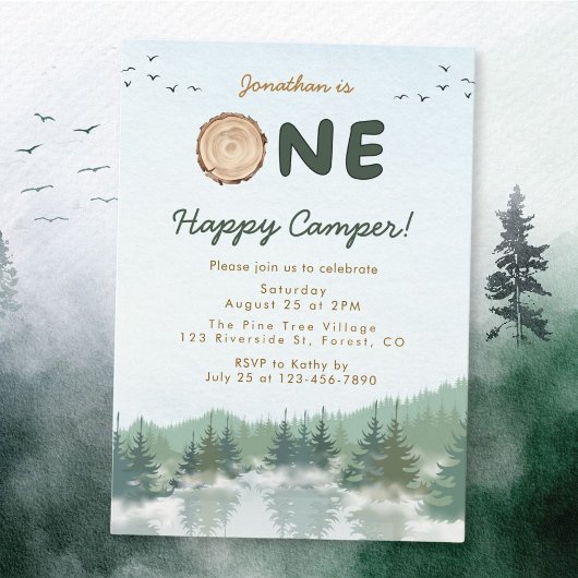 Un Happy Camper 1er Invitation anniversaire