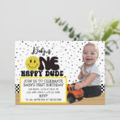Un heureux Dude Milestone Invitations photo (Debout devant)