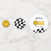 Un heureux Mec 1er anniversaire À damiers Confetti (Devant)