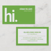 Un Hi puissant - Carte de visite moderne - Vert (Devant / Derrière)