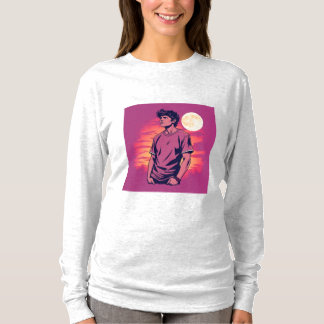Un homme au coucher du soleil, un t-shirt à manche