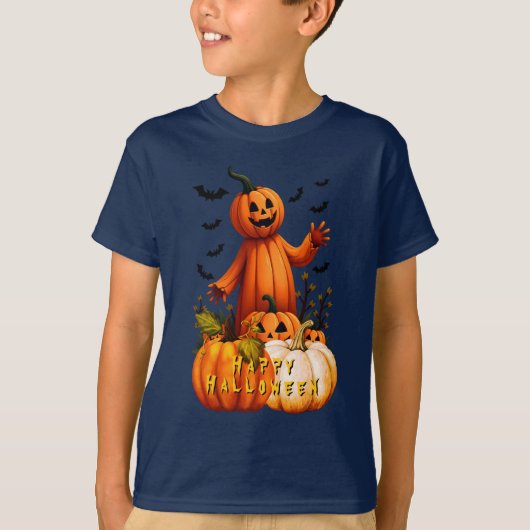 Un homme citrouille Happy Halloween T-shirt (Devant)